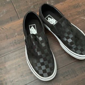 All Black checkered vans